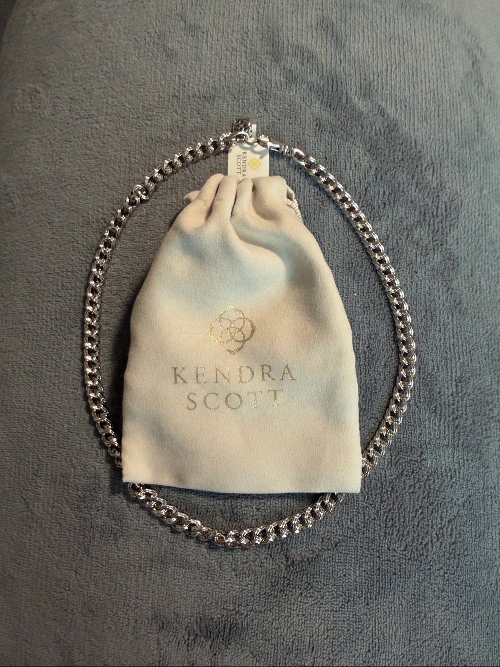 Kendra Scott Vincent Chain Necklace – Rhodium/Silver – NWT and pouch